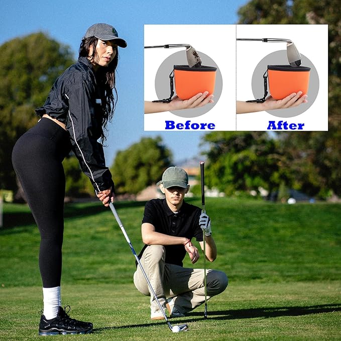 Golf Ball Cleaner Bag Club Cleaning Kit Waterproof Golf Ball Washer Pouch with Detachable Clip, Portable Club Grooves Washer Pocket for Men Women