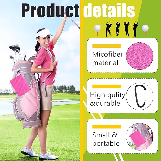Cindeer 6 Pack Large Golf Towels, 16" x 24" Tri-fold Golf Towels, Microfiber Fabric Waffle Pattern Golfing Towel Portable with Heavy Duty Clip for Golfing Bag Remove Sand Dirt Mud Sweat(Vibrant Color)