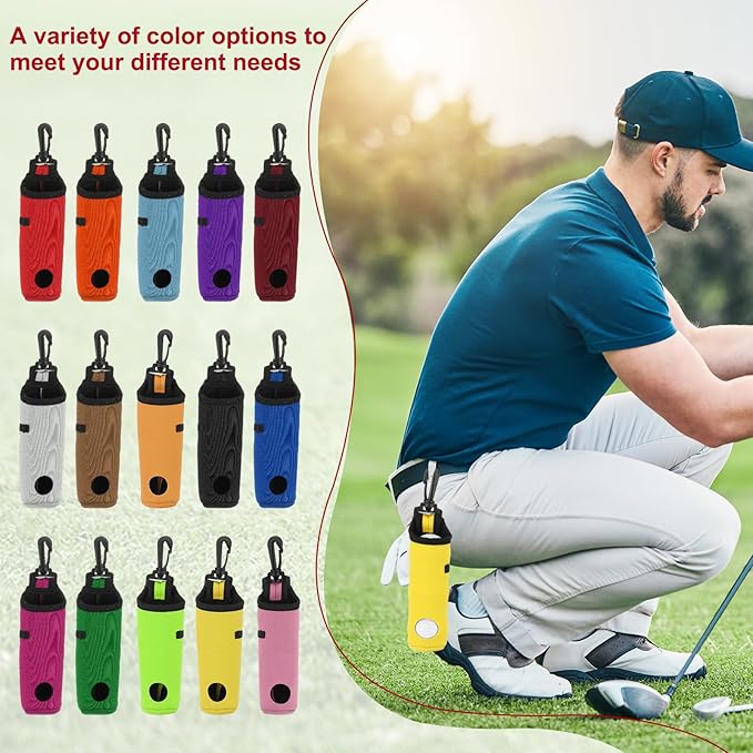 uxcell Golf Ball Carry Bag, Waist-Mounted Storage Bag Neoprene Golf Tee Holder Pouch with Lightweight Hook for Men and Women