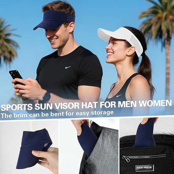 HH HOFNEN Sports Sun Visor Cooling Lightweight Stretchy Packable Running Golf Visor Hat for Men Women