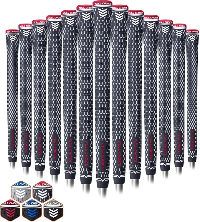 Rubber Golf Grips 13 Pack, Concise Fashion Design, Non-slip, Choose from 13 Grips Set or 13 Grips with Regripping Kit, Standard/Mid/Jumbo Size, 5 Colors Available, RG02 Golf Club Grips
