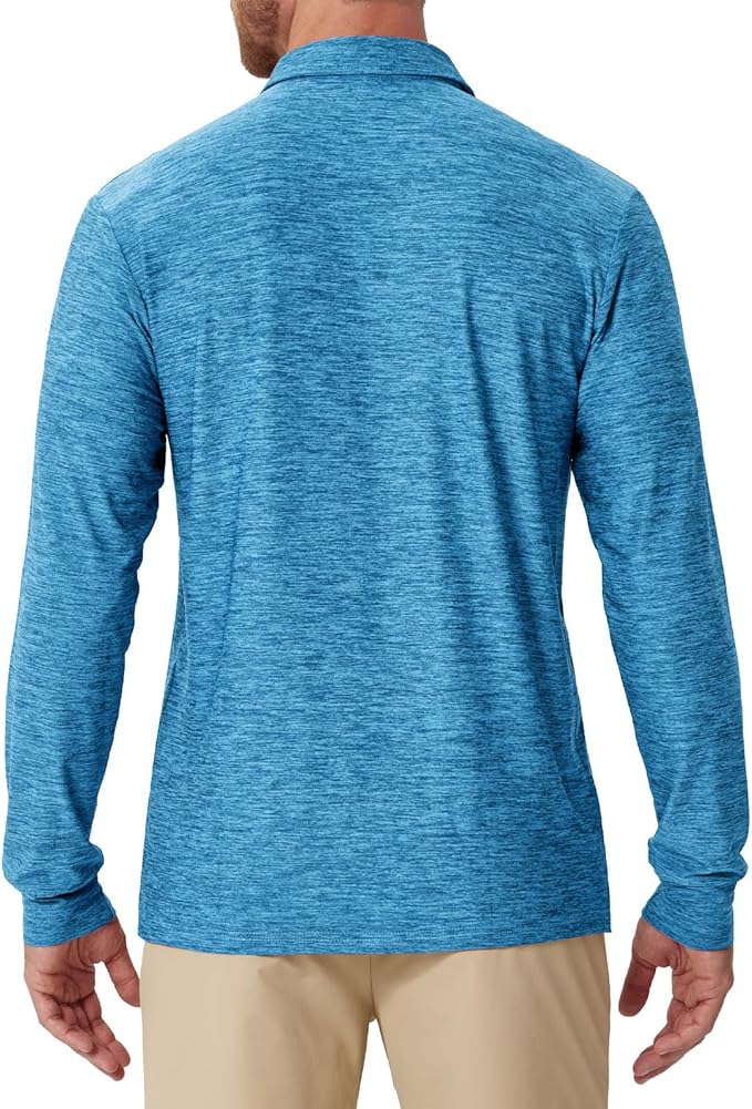 NAVISKIN Men's Polo Shirts Long Sleeve Golf Shirts with Collar UPF 50 SPF Shirt for Men Quick Dry Moisture Wicking