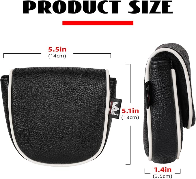 Craftsman Golf Leather Black Mallet Putter Headcover Head Cover Protector Case for LAB DF3 Center Shaft Putters Magnetic Closure