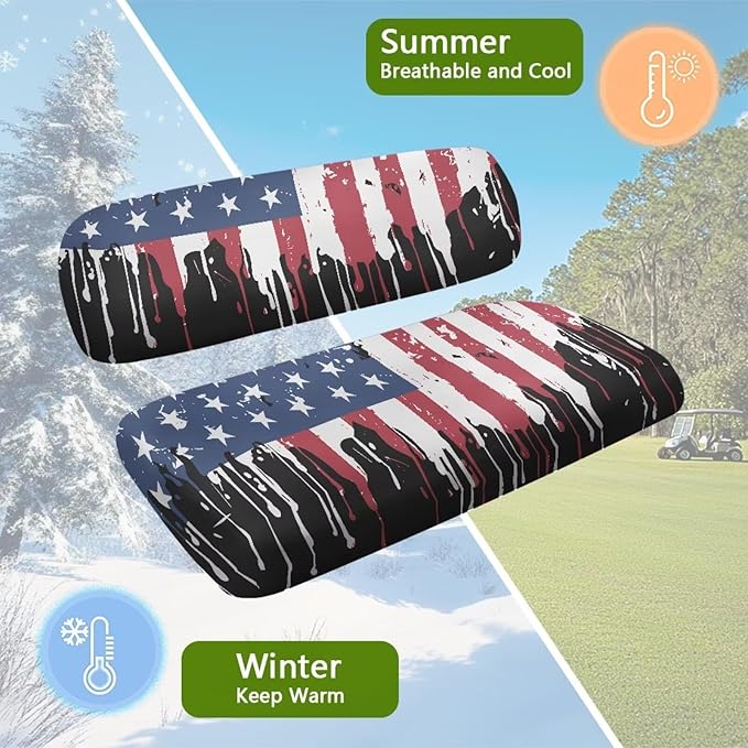Golf Cart Seat Covers, Universal Fit & Nonskid Bottom Fits for Club Car 2 Person Seats Golf Carts