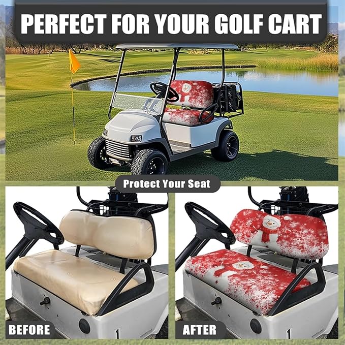 Golf Cart Seat Covers, Universal Fit & Nonskid Bottom Fits for Club Car 2 Person Seats Golf Carts