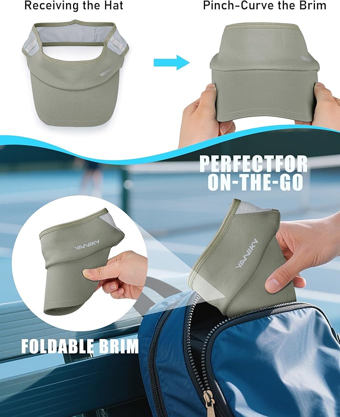 Sports Sun Visor Hats for Women Men Lightweight Breathable Cooling Stretchy Visors Foldable UPF 50+ for Running Tennis Golf