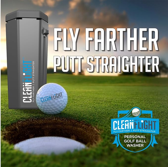 Premium Golf Ball Washer - Portable Cleaner for Golf Bag or Cart - Best Golf Accessories Gifts for Men & Women