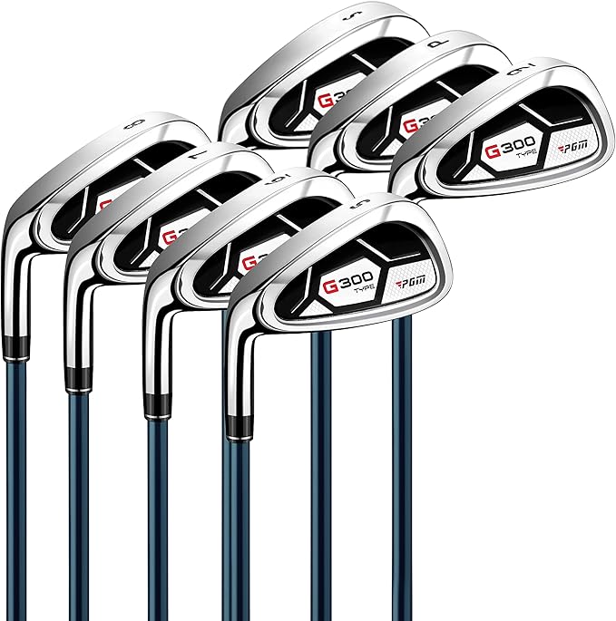 PGM 18 Pieces Men’s Golf Club Set 12pcs Clubs – Titanium #1 Driver, Draw-Biased Hybrid, High-Strength Irons, Forgiving Putter, Stand Bag with 5 Head Covers
