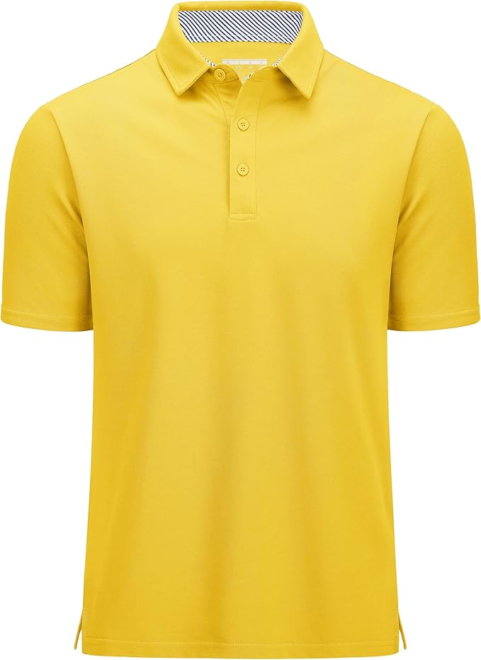 MAGCOMSEN Men's Polo Shirts Short Sleeve Cotton Pique 3 Button Classic Fit Casual T-Shirt Performance Golf Shirts