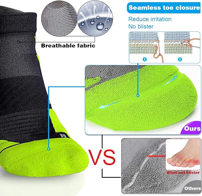 Hylaea No Show Running Athletic Anti-Blister Wicking Coolmax Socks, Seamless Anti-odor