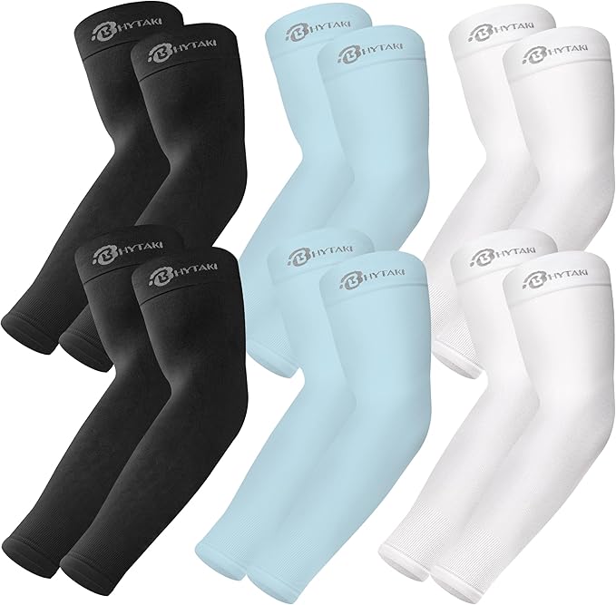 BHYTAKI UV Sun Protection Arm Sleeves, UPF 50 Sports Cooling Arm Compression Sleeves for Men Women Teenager