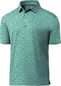 JACKETOWN Mens Polo Shirts Short Sleeve Print Dry Fit Performance Moisture Wicking Casual Collared Golf Shirts