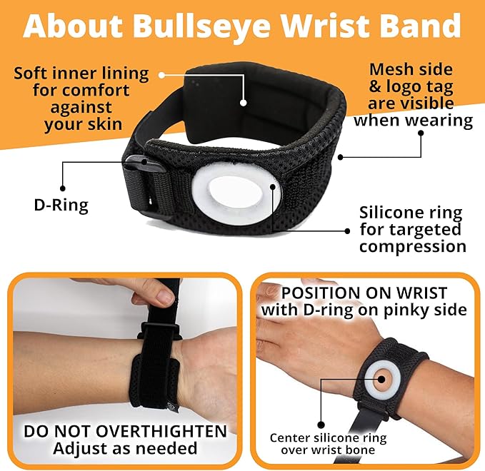 BULLSEYE Wrist Band with Silicone Ring – Stabilizer for Ulnar Sided Wrist Pain, TFCC Tears, DRUJ Instability, Pinky-sided Pain, Tendinitis, Repetitive Use Injuries, and Joint Support