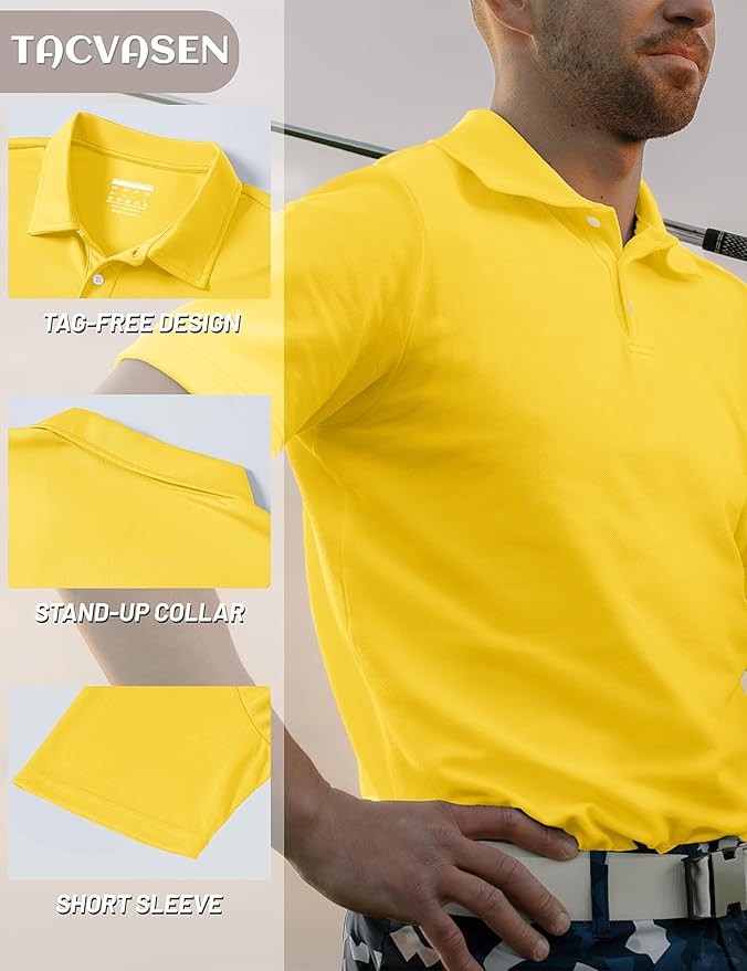 TACVASEN Mens Golf Shirt Dry Fit Mens Polo Shirts Short Sleeve Performance Golf Polos for Men with Collar Work Shirts
