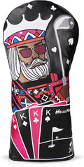Golf Club Covers – Funny Poker Leather Driver Headcover, Fairway Wood & Hybrid, Cool Embroidered Golf Headcovers