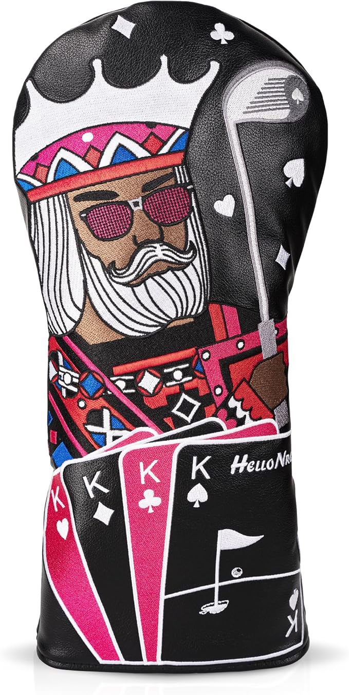 Golf Club Covers – Funny Poker Leather Driver Headcover, Fairway Wood & Hybrid, Cool Embroidered Golf Headcovers