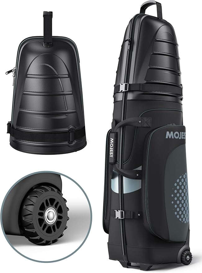 Golf Travel Bags for Airlines with Wheels, Hard Case Top and 1680D Heavy Duty Oxford Protect Golf Clubs, Lightweight and Easy to Maneuver