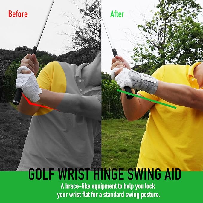 GAIARENA Golf Wrist Brace Wrist Hinge Swing Aid, Efficient Golf Swing Training Equipment to Correct Wrist Angle & Develop Muscle Memory for Beginner Golfers