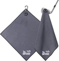 She's Pink Magnetic Golf Towel with Clip, 16"x16" Microfiber Waffle Weave, Quick-Dry Lint-Free Club & Ball Cleaning Cloth, Strong Magnet for Cart/Clubs, Grey, 1 Pack