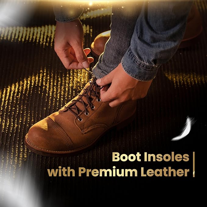 HANDARTE Premium Leather Shoe Insoles | Thin Shoe Inserts for Men | Dress Shoe Insoles - Durable - 100% Natural Goatskin & Anti Sweat - Suitable for No-Socks (US M9.5 | EU43)