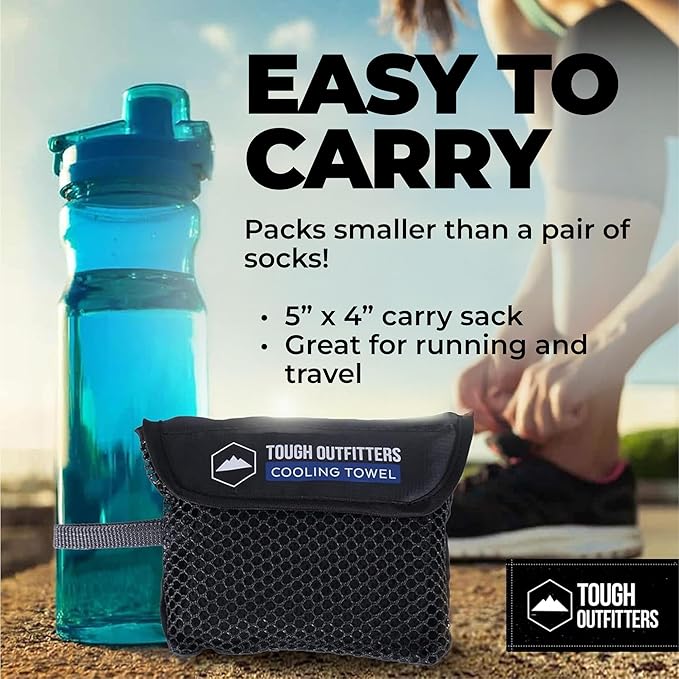 Tough Outdoors Cooling Towel - Cooling Towels for Neck & Face - Ice Wrap & Sweat Rag for Camping Gym Yoga & Sports - Workout Towel for Gym Sweat - Cool Towels for Extreme Heat