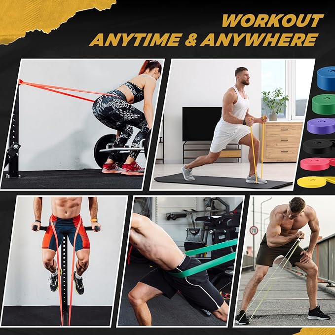 Soulchen 6 Pcs Resistance Bands Set Pull up Bands for Men Women Resistance Training with Door Anchor and Storage Bag for Physical Therapy, Muscle Training Aid, Fitness