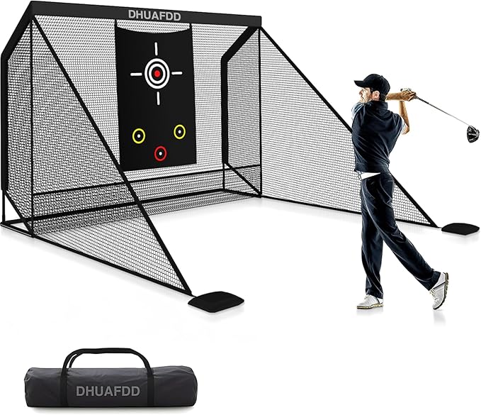 Golf Hitting Net with Target Cloth 10 X 7.5ft Golf Nets for Backyard Driving Real Golf Balls with Side Barriers Ideal for Home Garage Swing Training Indoor Outdoor Use by DHUAFDD