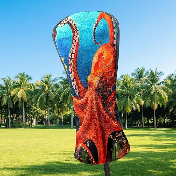 Golf Driver Head Covers Fairway Wood Headcovers, Premium Leather Golf Club Covers with Anti-Scratch Lining 1/3/5 Wood Cover for Golf Clubs for Women Men (Marble Blue)