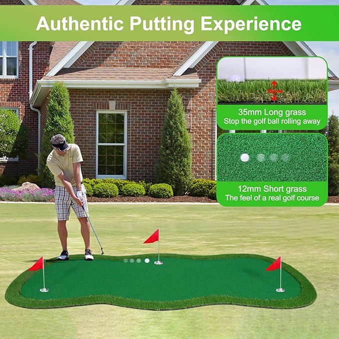 Golf Putting Green, Large Golf Putting Mat for Indoor Outdoor, Professional Practice Training Greens Mat