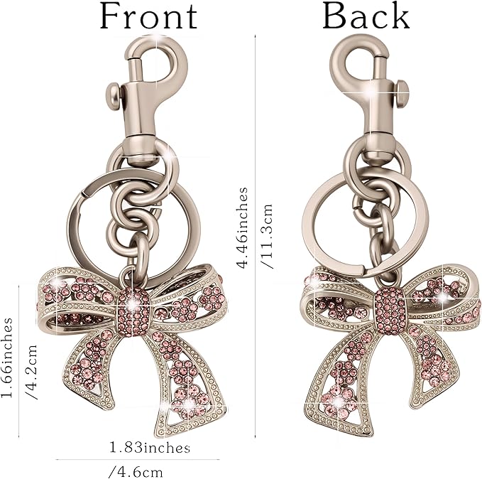Heart Bag Charm,Cute Bowknot Bag Charm Keyring Heart Keychain Bag Accessories for Women