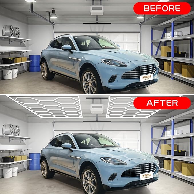 Updated Bigger Size Hexagon LED Garage Light: Ultra-Bright Hex Ceiling Lights, Hexagon led Lights for Garage Warehouse Workshop Gym Basement