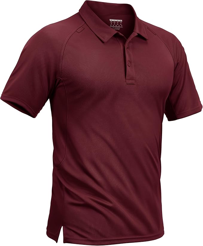 TACVASEN Men's Polo Shirts Short Sleeve Golf Polos Dry Fit UPF 50+ Performance Tactical Collared Hiking Shirt