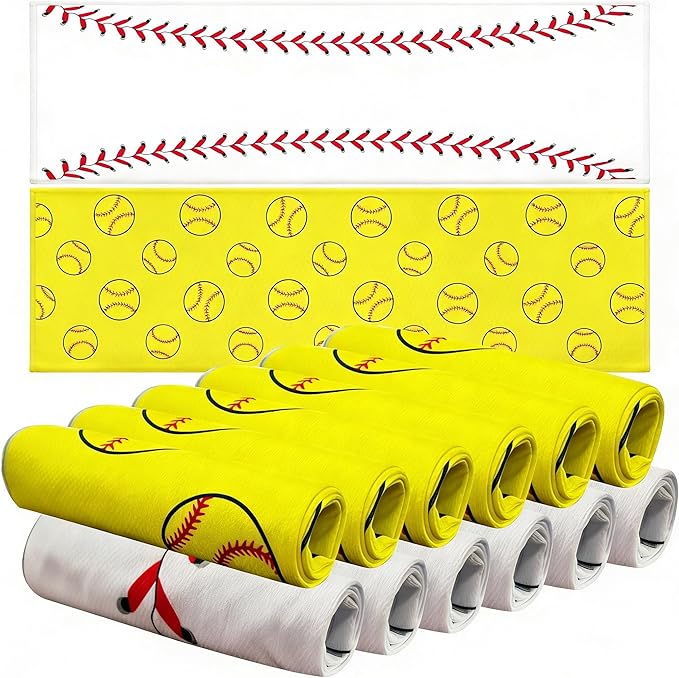 OPSO Softball Baseball Cooling Towel Set, 40 x 12 inches, 12 Pack, Microfiber Sports Towels for Baseball, Soccer, Golf LCE Towel Microfiber Sports Towels for Player (Softball 5)