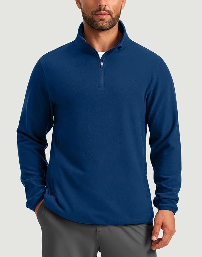 G Gradual Mens Quarter Zip Pullover Fleece with 2 Zipper Pockets Long Sleeve Golf Shirt Winter Athletic Sweater Lightweight