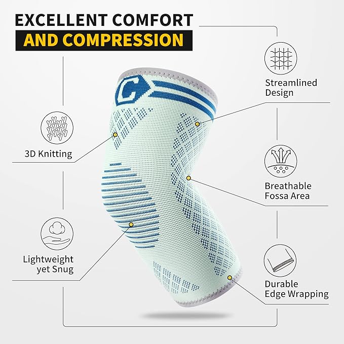 CAMBIVO 2 Pack Elbow Brace for Tendonitis, Tennis Elbow Compression Support Sleeve for Golfers Elbow Pain Relief, Arthritis, Bursitis, Workout, Weightlifting