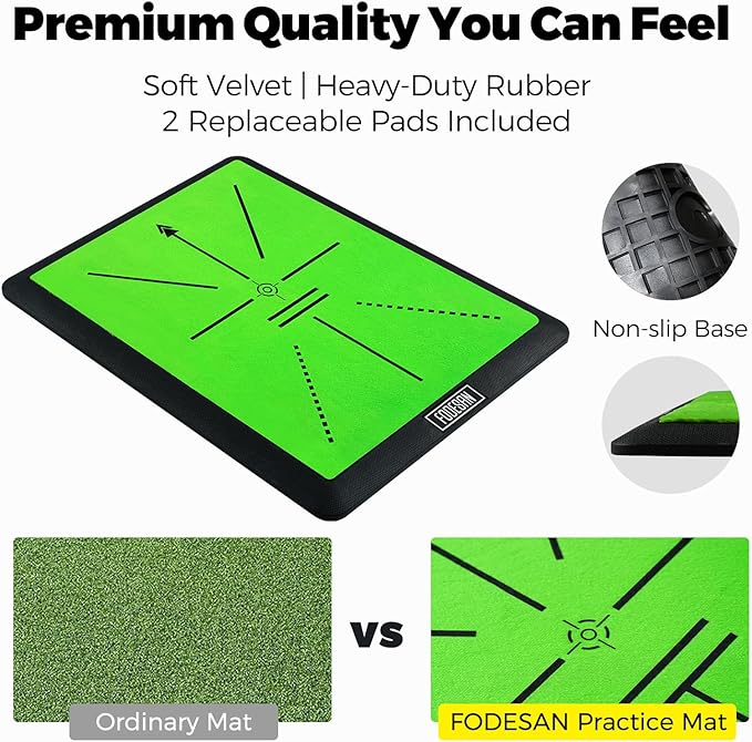Golf Hitting Mat – Practice Mat with Swing Path Feedback & Impact Detection – Indoor/Outdoor Use – Golf Swing Trainer for Home Training – Gift for Golfers, Beginners & Pros