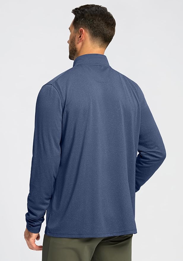 Obla Golf Quarter Zip Pullover for Men Mock Neck Sweatshirt Lightweight Sun Protection Men's Long Sleeve Golf Shirt