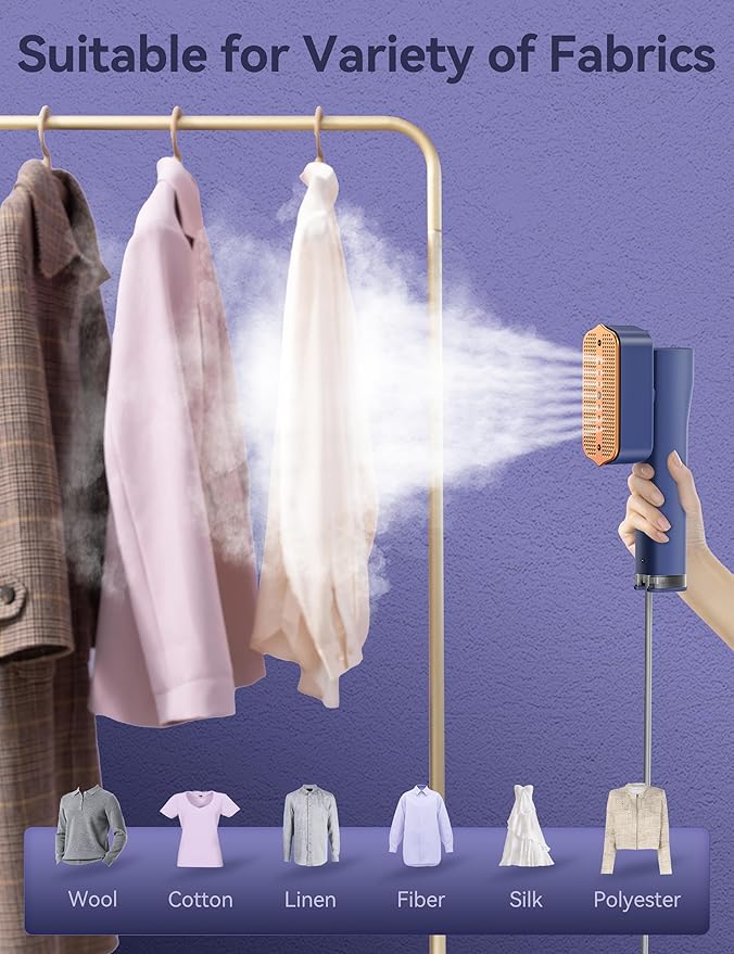 Steamer for Clothes,Sundu Portable 2-in-1 Travel Steamer&Iron,15s Fast Heat-up,100ml Water Tank,Ironing Gloves,25 Min Powerful Continuous Steam,1200W&4 Modes Light Steam Iron for Travel&Home(Blue)