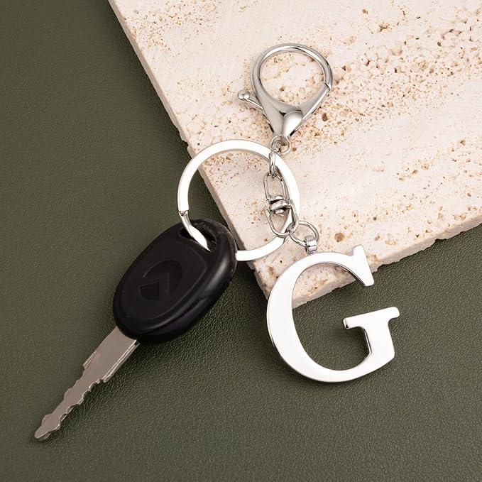 LAXPICOL Gold Letter A-Z Keychain for Women Bag Charms Purse Charms For Handbags Metal Alphabet Initial Letter Keychain