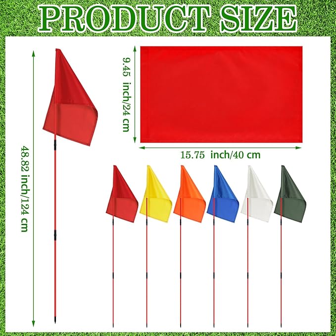 6 Set Golf Flag stick for Putting Green Golf Nylon Flags Pin Flags 3 Section Portable Putting Green Flagpoles for Backyard Practice Indoor Outdoor
