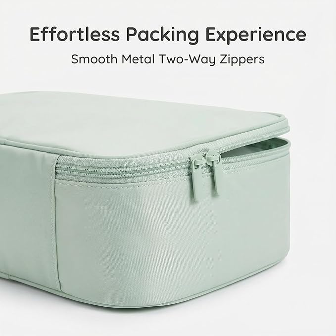 4 Piece Compression Packing Cubes for Suitcases and Backpack, Lightweight Travel Organizer Bags (Light Green)