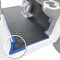 Xtreme Mats Club Car Compatible Golf Cart Mat, Full Coverage Rubber Floor Liner - Fits Club Car Models Precedent (2004-2025)/Onward & Tempo (2017-2025)/Villager & V4L (2019-2024) - Blue Trim