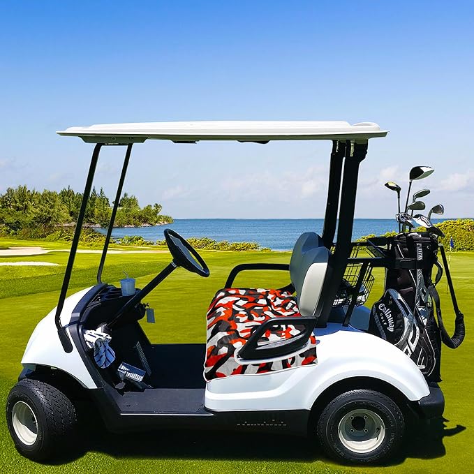 YOKYHOM Golf Cart Seat Covers, Red Golf Cart Seat Towel Blanket Keeps Seat Cool and Clean, 100% Microfiber, 51''x 31'', for EZGO, Club Car and More Golf Carts