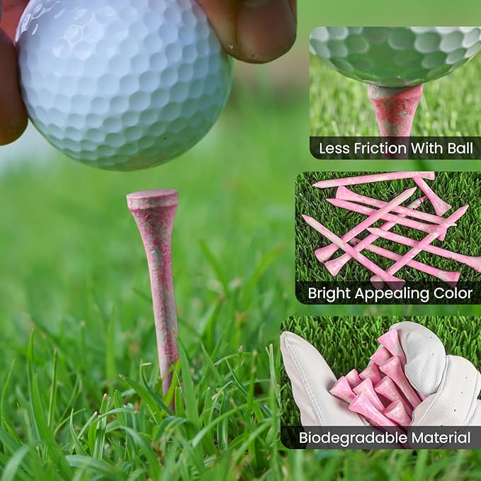 Amy Sport Colorful Golf Tees Wooden 3 1/4 2 3/4 Inch Value 18/72/180 Pack, Stylish Painted Bamboo Tees for Enhanced Visibility, Reduce Friction & More Stable Tees for Men Women