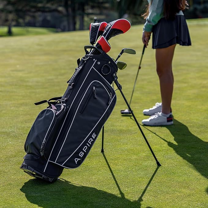 Aspire XD1 Teen Golf Club Set for Ages 13–16 – Complete Youth Golf Set with Driver, Hybrid, 7–PW Irons, Putter, Stand Bag & 3 Headcovers - Graphite/Steel Shafts