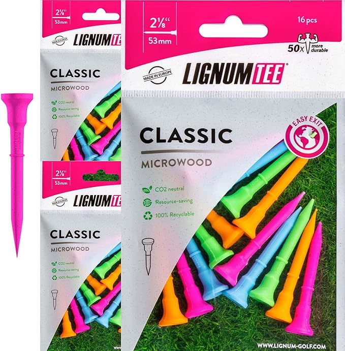LIGNUM Unbreakable Microwood Golf Tees 50x More Durable/Adjustable Golf Tee/Innovative Wood Fiber and Natural Adhesives/Golf Tee, Golf Tees, Tees Golf, Golf Ball Tees/Pack of 3