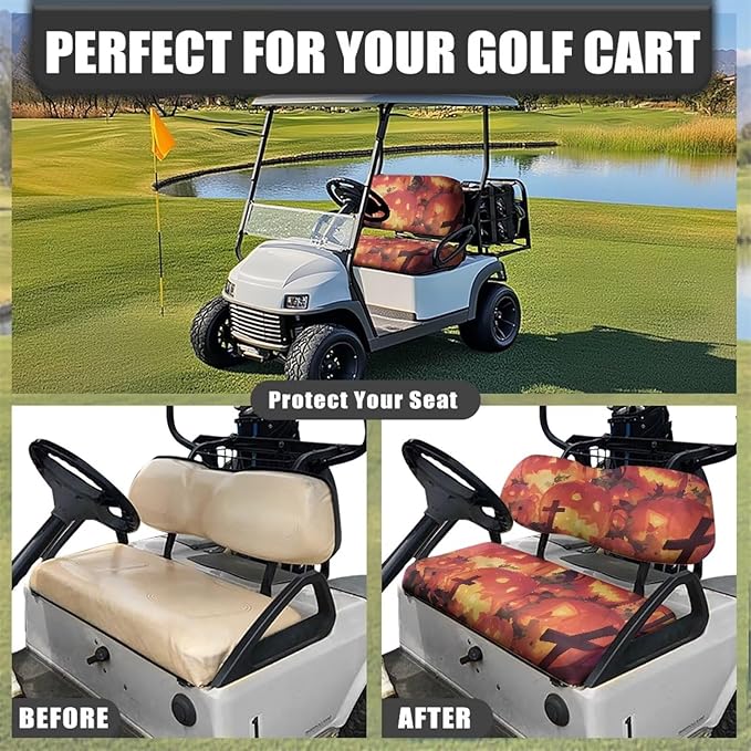 Golf Cart Seat Covers, Universal Fit & Nonskid Bottom Fits for Club Car 2 Person Seats Golf Carts