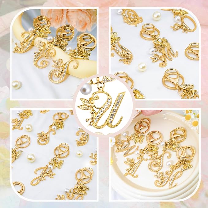 Initial Keychain Bag Charm Women Purse Charms for Handbags Accessories Charm for Wallet Butterfly Pendant for Girls
