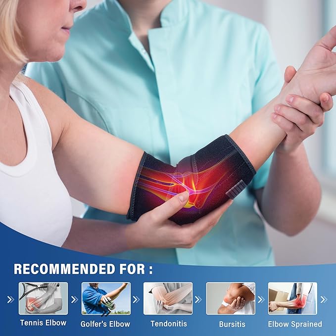 FEATOL Elbow Brace with Ice Pack for Tendonitis and Tennis Elbow-Pain Relief for Cubital Tunnel, Ulnar Nerve Entrapment, Bursitis-Reusable Ice Pack Brace for Men and Women, Small
