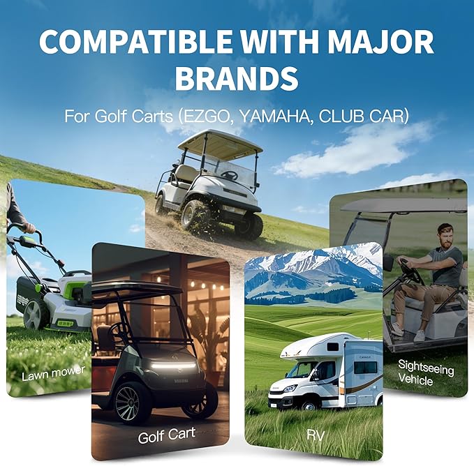 48V 105Ah Lithium Battery Golf Cart with 25A Charger, 48V LiFePO4 Battery, LCD Monitor & Mobile APP, 6000+ Cycles 48V Golf Cart Battery, Built-in 200A BMS, Max 10.24kW Output, Perfect for Golf Carts